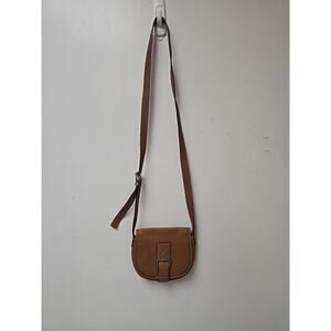 Michael Kors Bedford Small Leather Crossbody Bag Tan Gold Buckle Saddle Purse